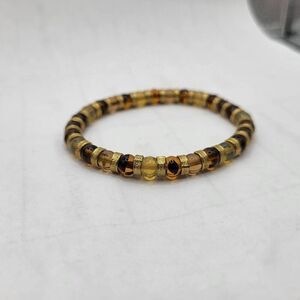 Vintage 90s Beaded Topaz and Gold Beaded Bracelet